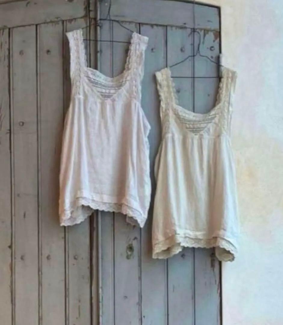 nest Robe リネン×レース キャミソール