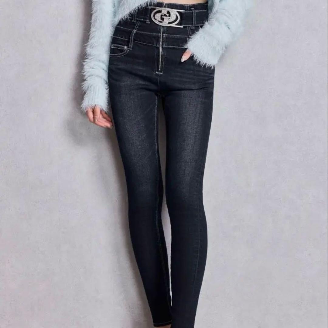 GYDA スキニーデニム 試着のみタグ付き♡Sサイズ完売 ジェイダ GYDA SIDERIPPEDスキニーデニムパンツ （ブルー） -靴