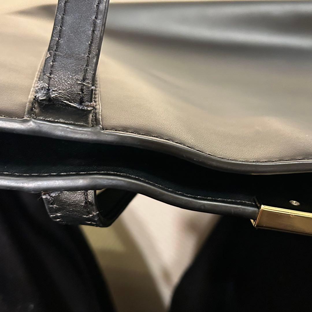 バーニーズニューヨーク トートバッグ レザー 金具 黒 本革 肩掛け