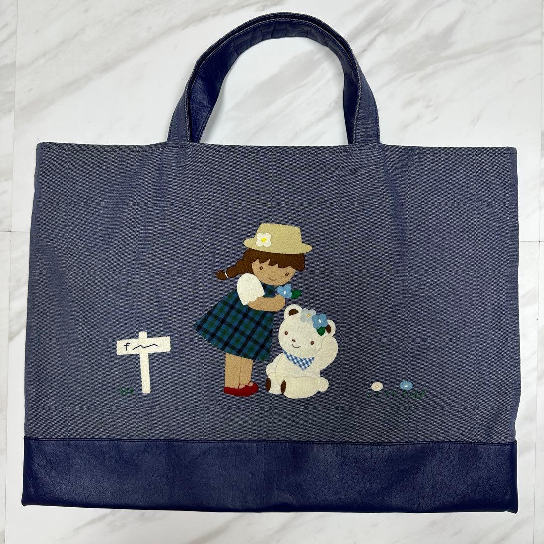 ファミリア　トートバッグ　レッスンバッグ　デニム　A4 familiar