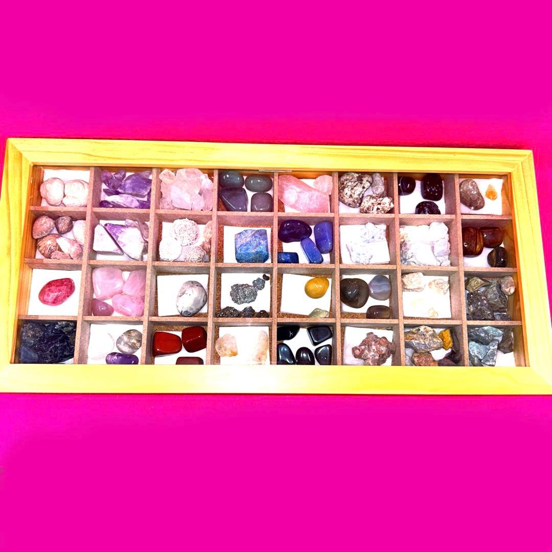 天然石　パワーストーン　化石　まとめ売り　ウッドボックス　貴石　ヒーリング　レア