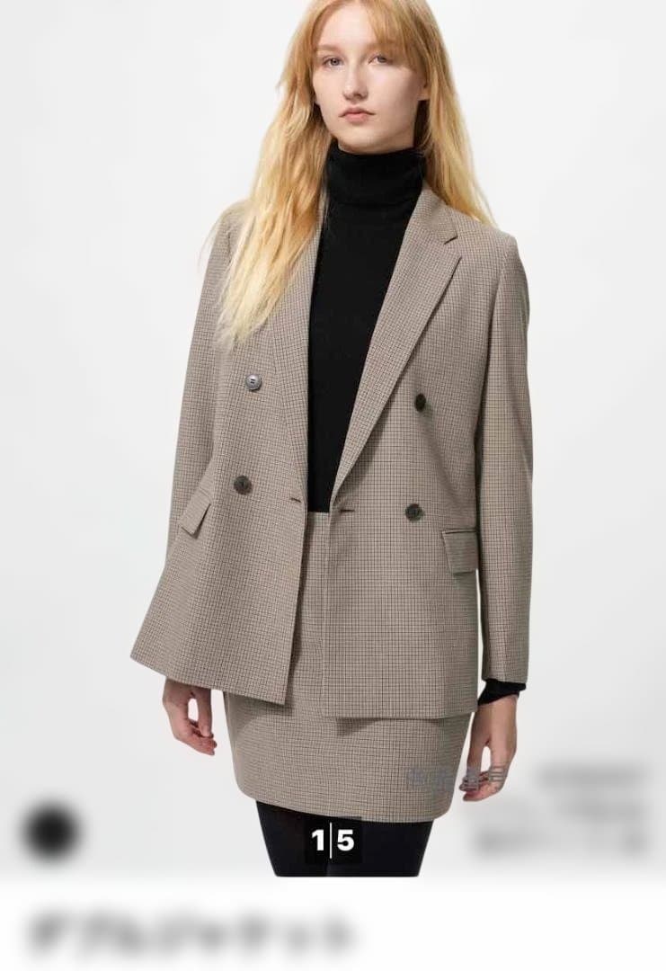 新品未使用タグ付き　ユニクロ　UNIQLO　ダブルブレスト チェック柄ジャケット ユニクロ公式 | ダブルジャケット/チェック