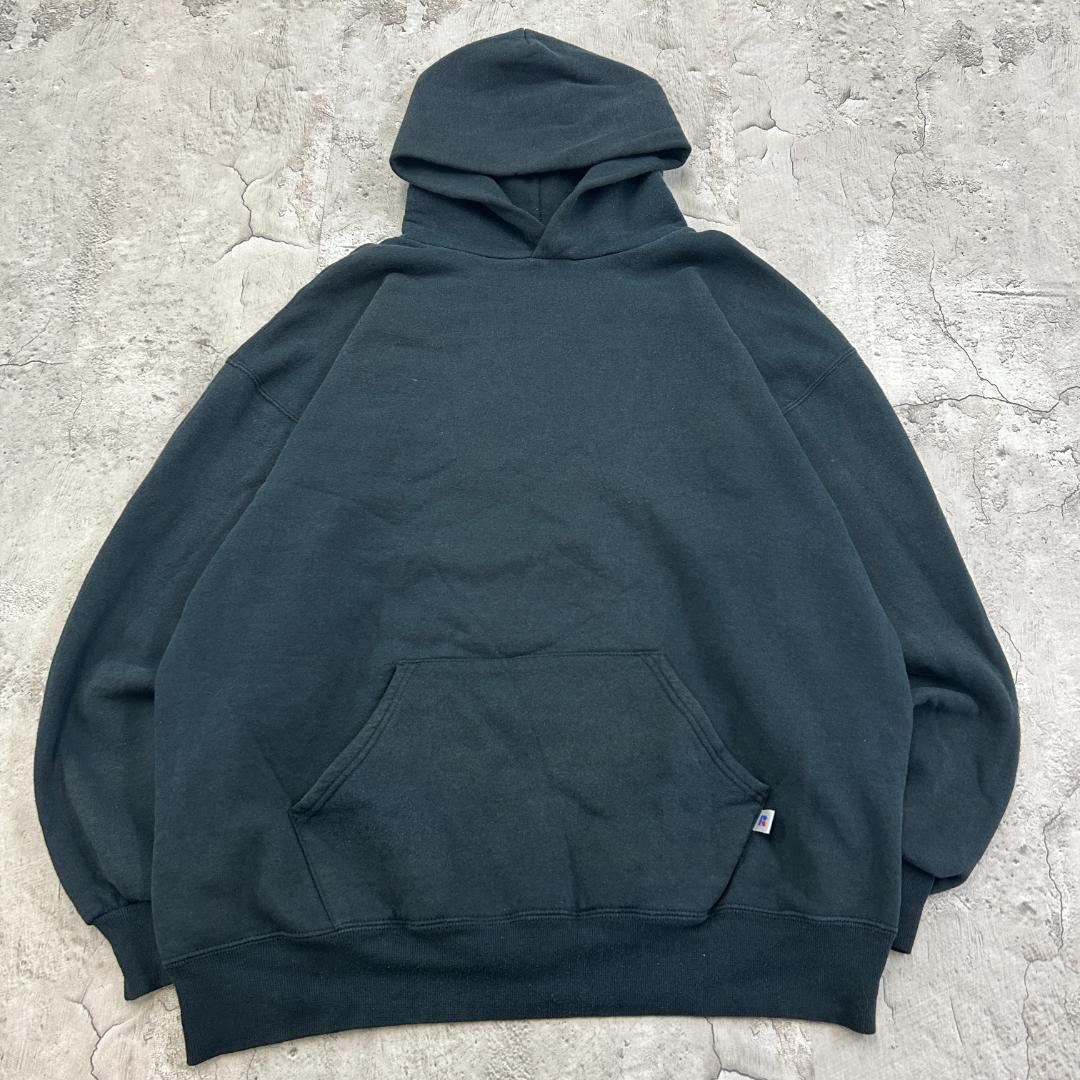 玉*隊様 USA製　ラッセルアスレチック　前V 　ブランク　パーカー　古着　ブラ