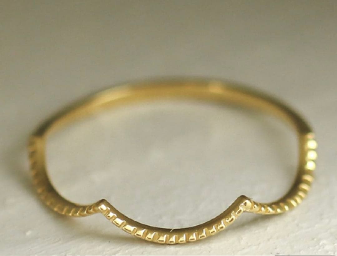 cococaru K10イエローゴールド 極細ミル打ちリング　15号