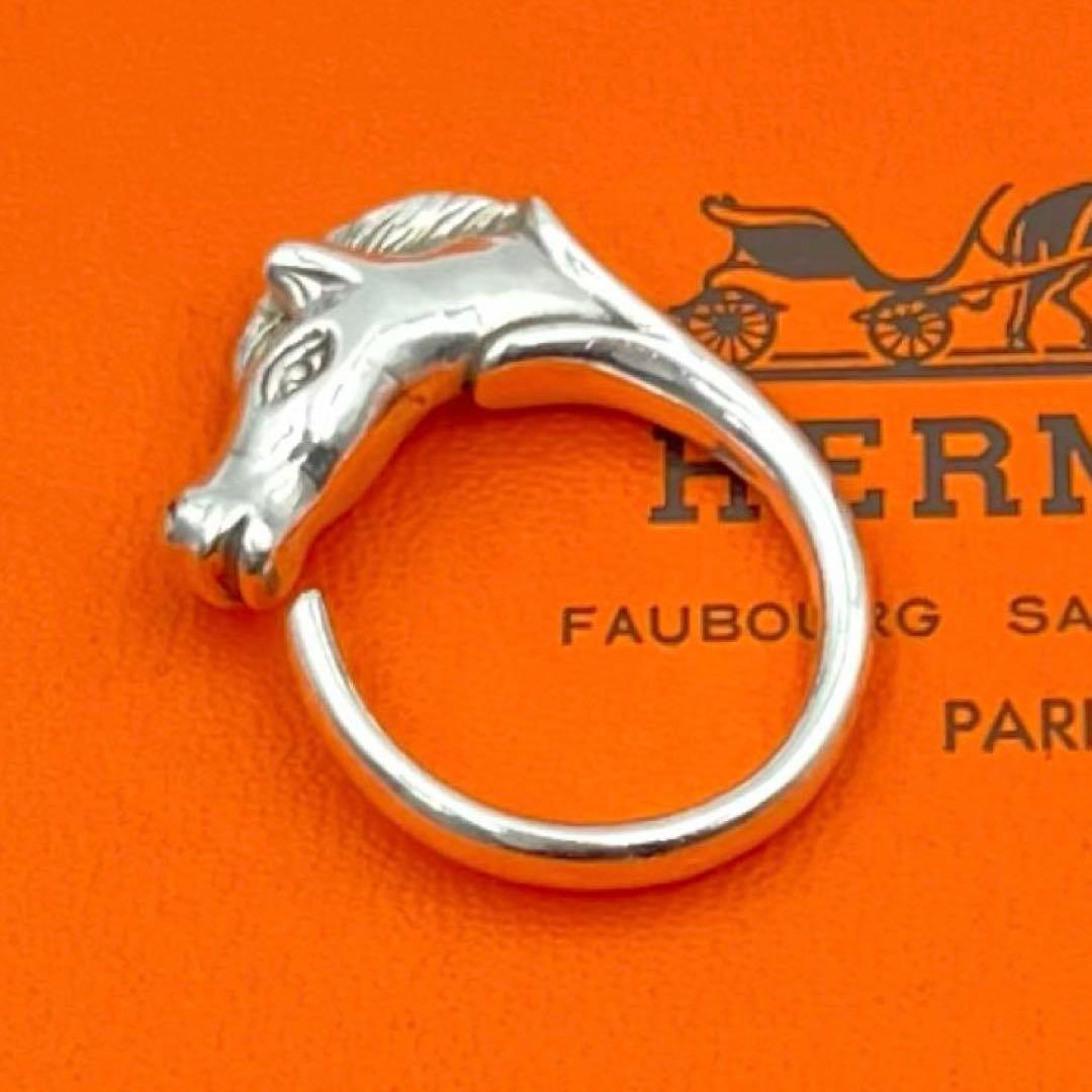 HERMES エルメス ジュバル ホース リング シルバー 指輪 HERMES - 新品仕上げエルメスシュバルホースリング指輪ホースモチーフ