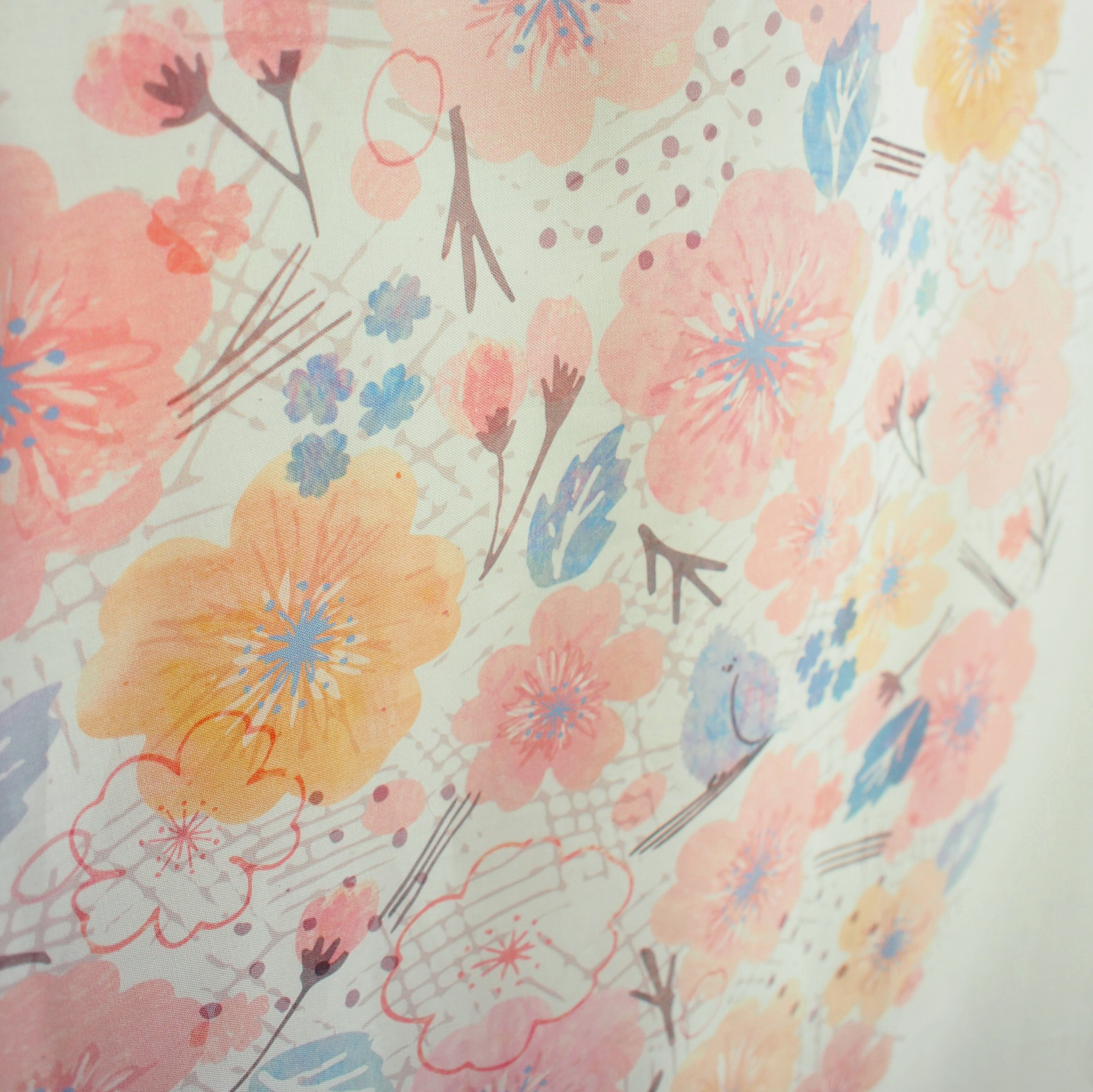 幸せの青い鳥と桜円のタペストリー/大サイズ（壁掛け 簡単) ミシン