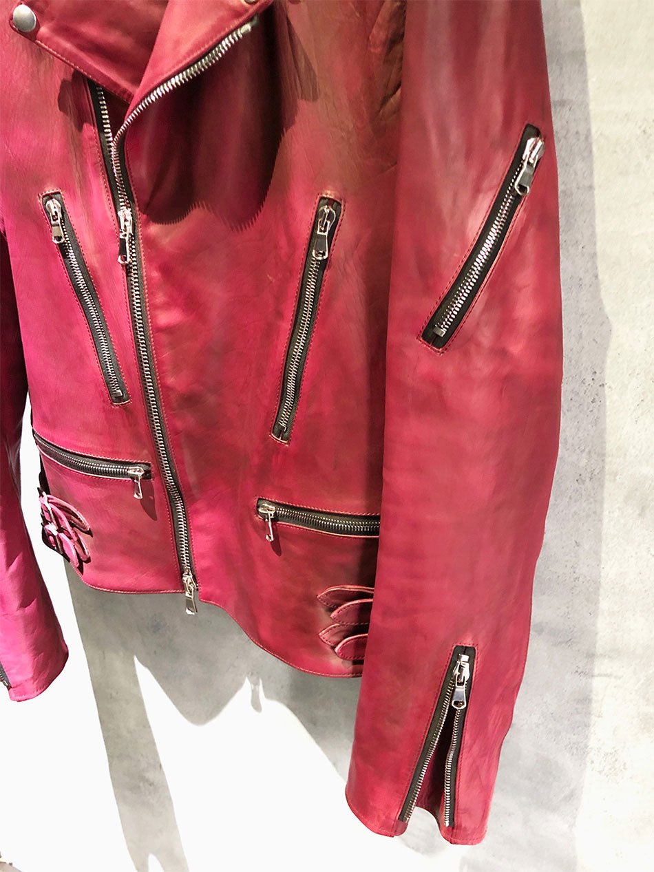 Burning dyed】地生フルタンニン カーフ ダブルライダースジャケット